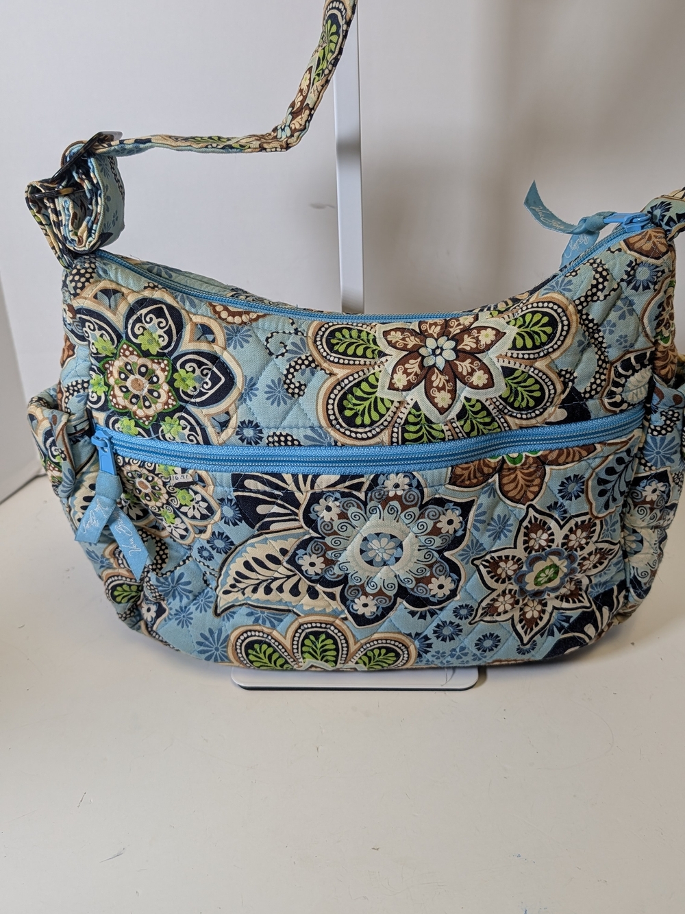 Vera Bradley Light Blue Floral Quilted Crossbody Shoulder Bag